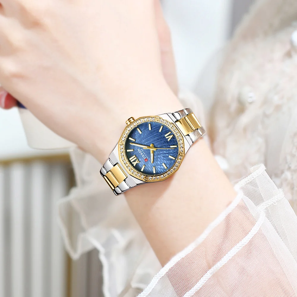 Curren 9103 Womens Stainless Steel Quartz Watch Elegant Waterproof